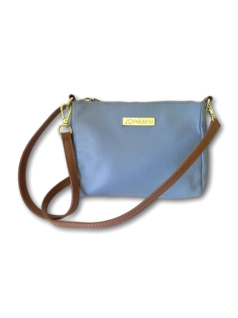 Joy & Iman Periwinkle Blue Pebbled Leather Crossbody Bag Small Purse